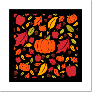 Pumpkin Fall Pattern Posters and Art